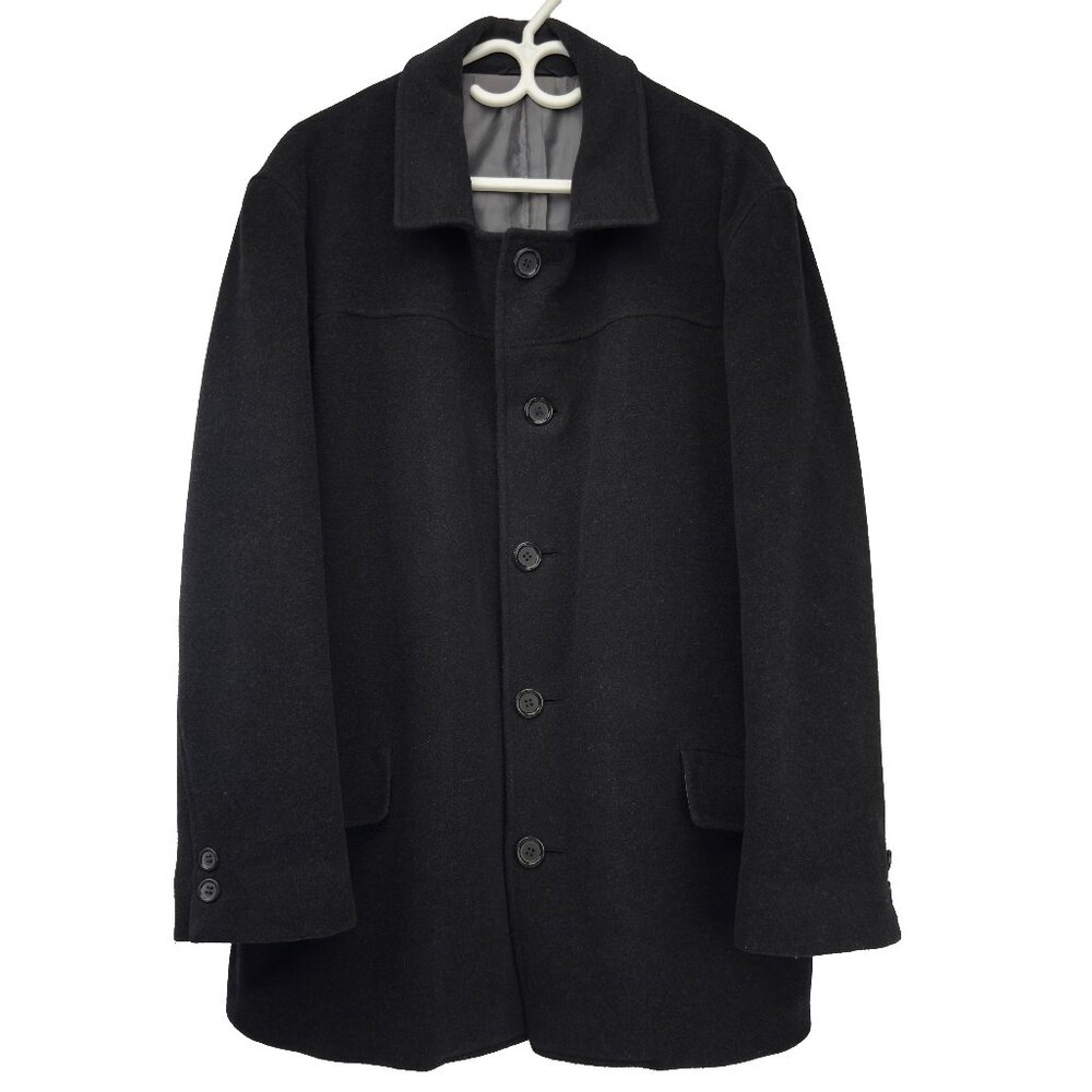 BOSCO UOMO‎ Charcoal Wool Pointed Collar Classic Pea Car Black man’s Coat sz 42